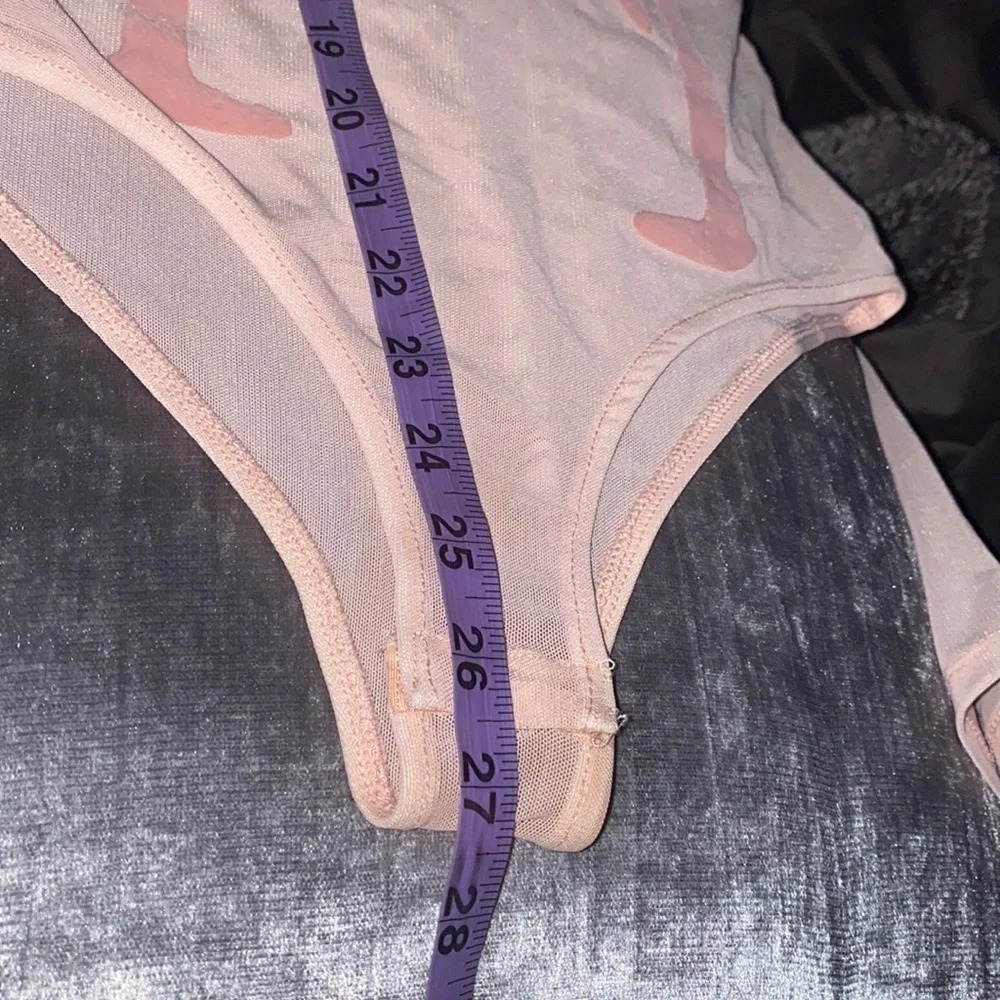 Zara Nude pink mesh flamingo detail bodysuit New Sz S - Picture 7 of 15